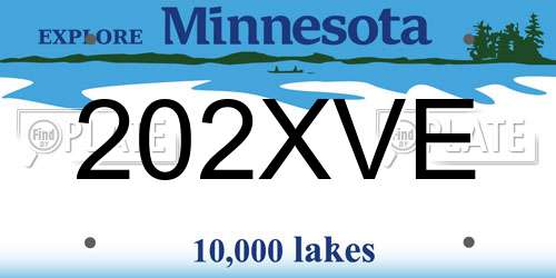 202XVE Minnesota License Plate
