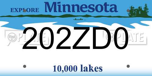 202ZD0 Minnesota License Plate