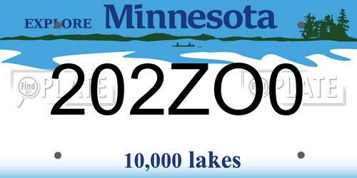 202ZO0 Minnesota License Plate