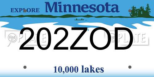 202ZOD Minnesota License Plate