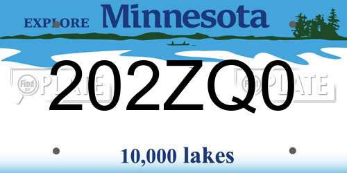 202ZQ0 Minnesota License Plate