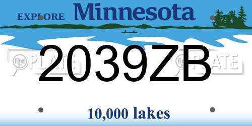 2039ZB Minnesota License Plate
