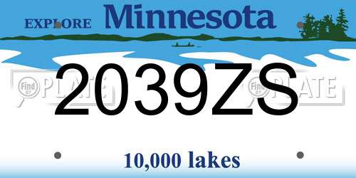 2039ZS Minnesota License Plate
