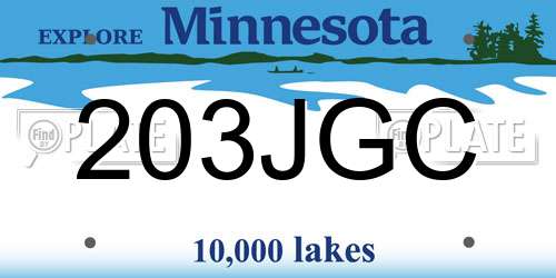 203JGC Minnesota License Plate