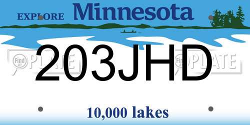 203JHD Minnesota License Plate