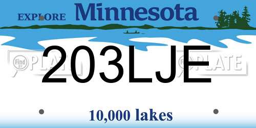 203LJE Minnesota License Plate