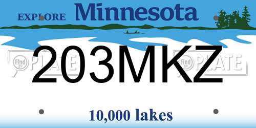 203MKZ Minnesota License Plate