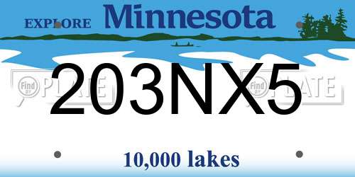 203NX5 Minnesota License Plate
