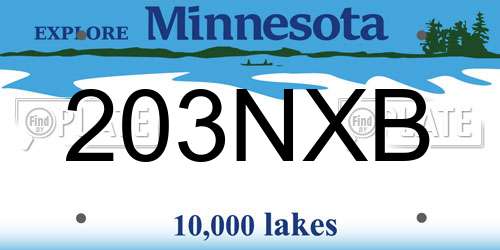 203NXB Minnesota License Plate