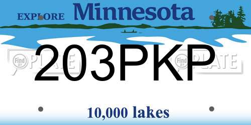 203PKP Minnesota License Plate