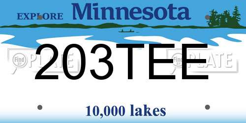 203TEE Minnesota License Plate