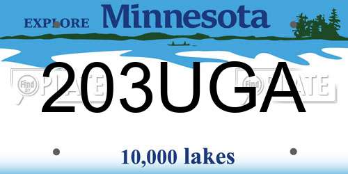 203UGA Minnesota License Plate