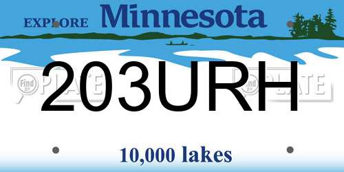 203URH Minnesota License Plate