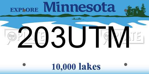 203UTM Minnesota License Plate