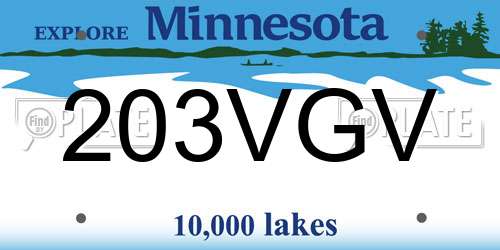 203VGV Minnesota License Plate