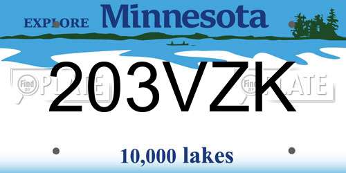203VZK Minnesota License Plate