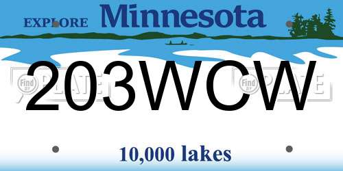 203WCW Minnesota License Plate