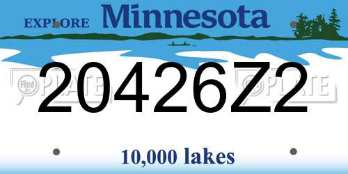 20426Z2 Minnesota License Plate