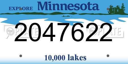 2047622 Minnesota License Plate