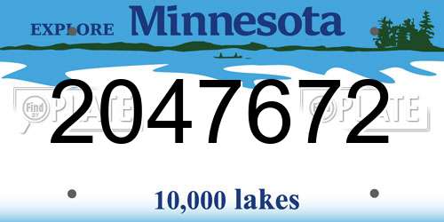 2047672 Minnesota License Plate