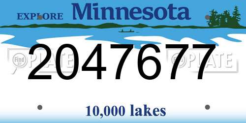 2047677 Minnesota License Plate