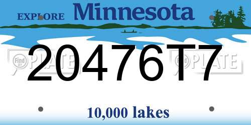 20476T7 Minnesota License Plate