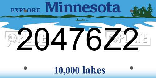 20476Z2 Minnesota License Plate