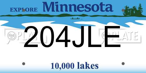 204JLE Minnesota License Plate