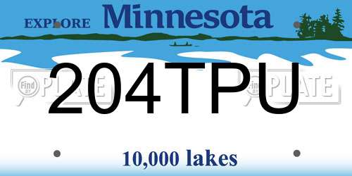 204TPU Minnesota License Plate
