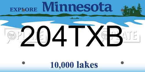 204TXB Minnesota License Plate