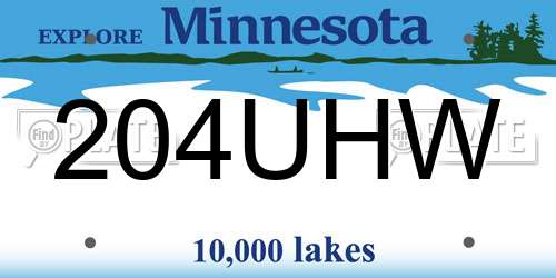 204UHW Minnesota License Plate