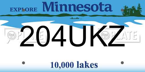 204UKZ Minnesota License Plate