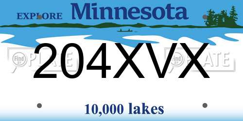 204XVX Minnesota License Plate