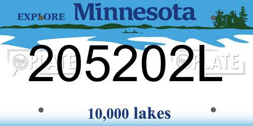 205202L Minnesota License Plate