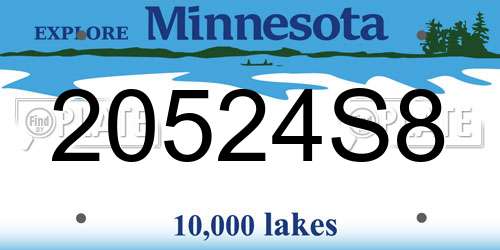 20524S8 Minnesota License Plate