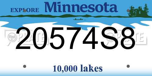 20574S8 Minnesota License Plate