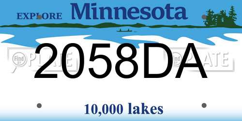 2058DA Minnesota License Plate