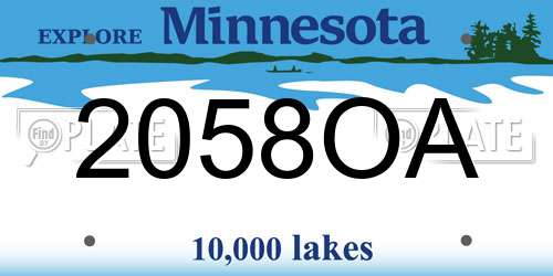 2058OA Minnesota License Plate