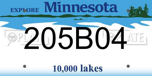 205B04 Minnesota License Plate