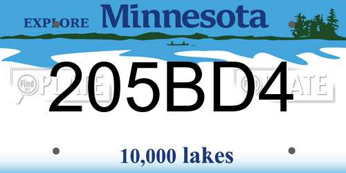 205BD4 Minnesota License Plate