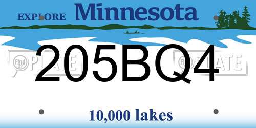 205BQ4 Minnesota License Plate