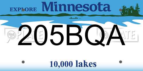 205BQA Minnesota License Plate