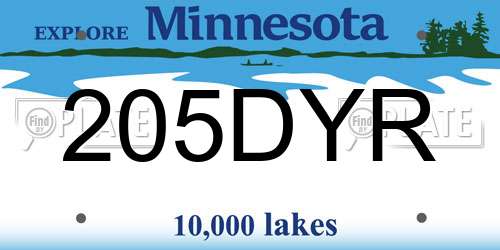 205DYR Minnesota License Plate