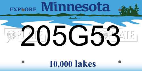 205G53 Minnesota License Plate