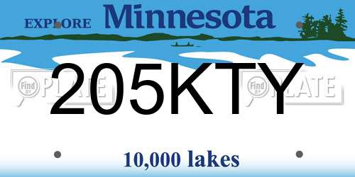 205KTY Minnesota License Plate