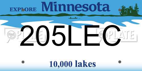 205LEC Minnesota License Plate
