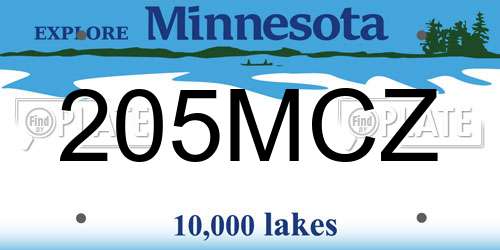 205MCZ Minnesota License Plate