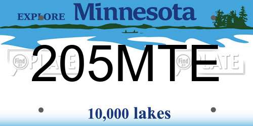 205MTE Minnesota License Plate