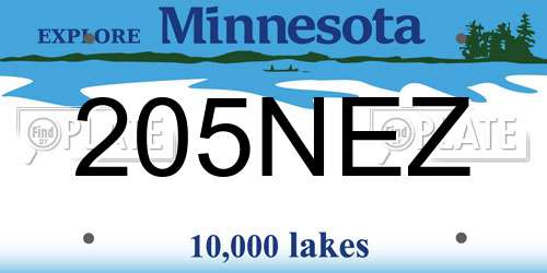 205NEZ Minnesota License Plate