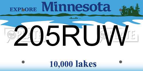 205RUW Minnesota License Plate